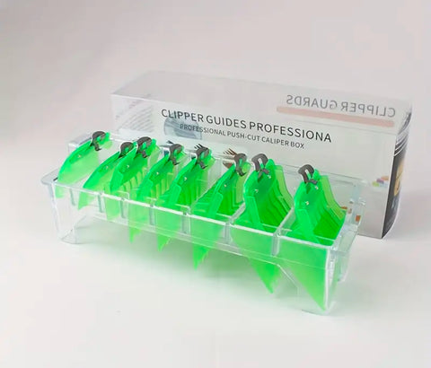 Premium Clipper Guide Set 8pc With Storage Tray - Green