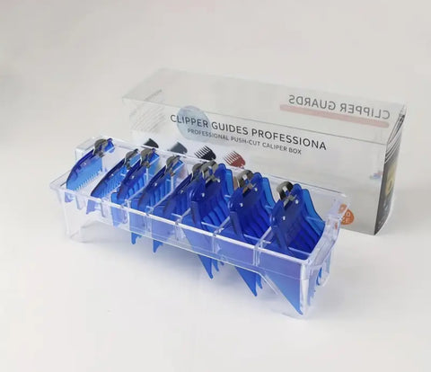 Premium Clipper Guide Set 8pc With Storage Tray - Blue