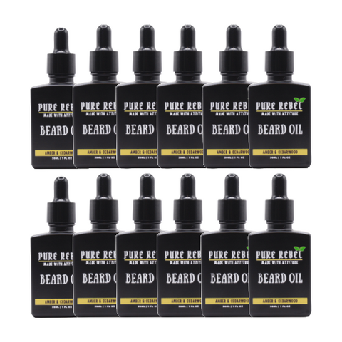 Pure Rebel Amber & Cedarwood Beard Oil 1oz - 12 Count