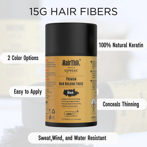 HairThik Dark Brown Hair Fibers - 15 Grams
