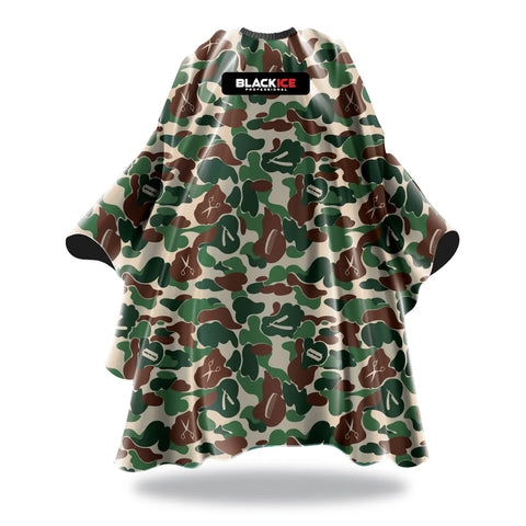 Black Ice Professional Premium Graphic Barber Cape - Original Camo