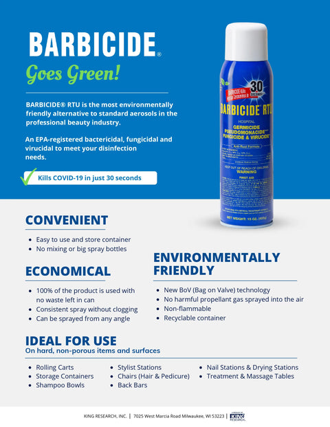 Barbicide RTU Non-Aerosol Disinfectant Spray (15oz)