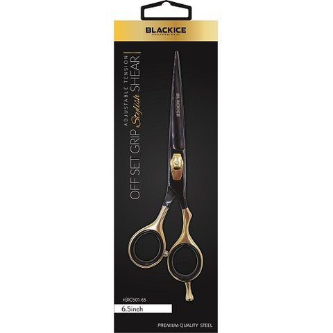 Black Ice Professional Stylish Off Set Grip Black & Gold 6.5" Shear