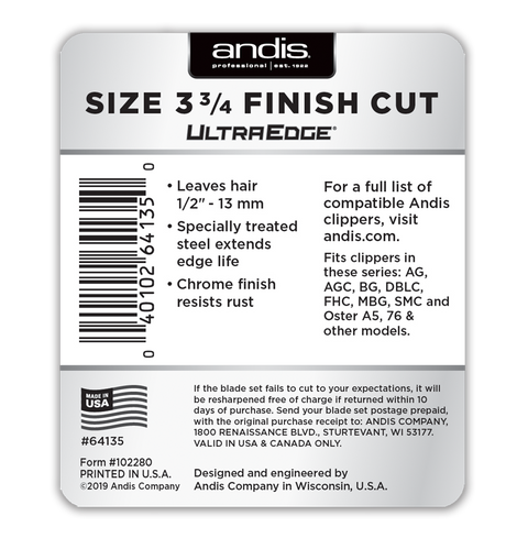 Andis UltraEdge® Detachable Blade, Size 3 3/4FC