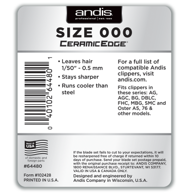 Andis CeramicEdge® Detachable Blade, Size 000