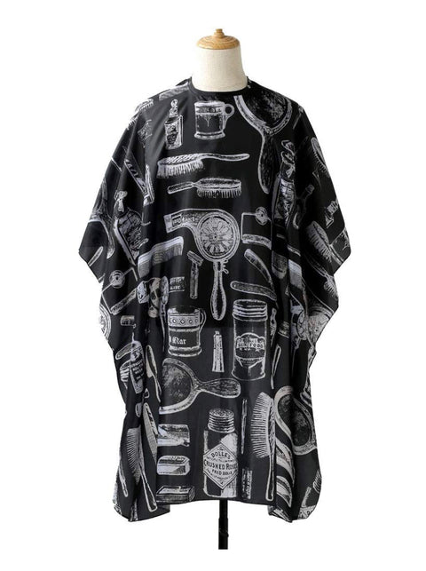 Barber Cape "Tool Print" - Black