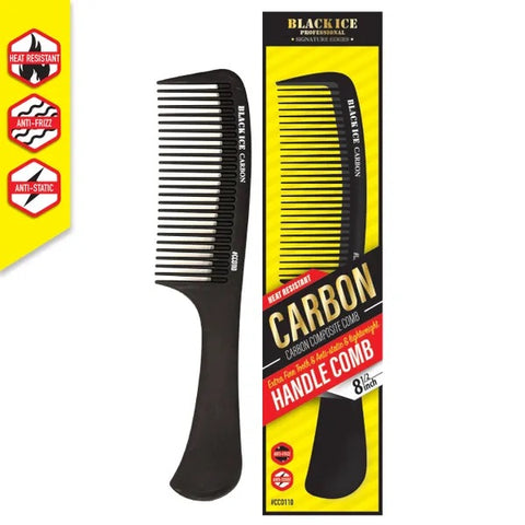Black Ice Professional 8 1/2" Carbon Handle Comb