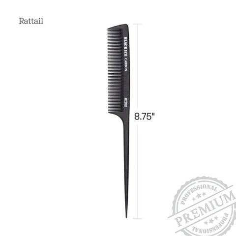Black Ice Professional 8 1/2" Carbon Rat Tail Comb
