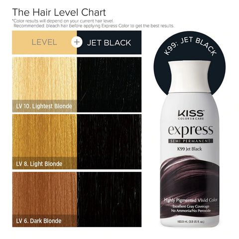 Kiss Express Semi-Permanent Hair Color - K99 Jet Black