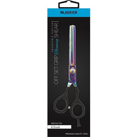 Black Ice Professional Stylish Off Set Grip Holo & Black 6.5" Thinning Shear
