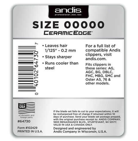Andis CeramicEdge® Detachable Blade, Size 00000