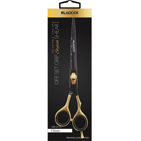 Black Ice Professional Stylish Off Set Grip Black & Gold 7.5" Shear
