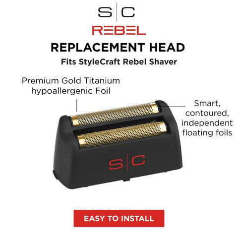 Stylecraft Replacement Rebel Men’s Shaver Gold Titanium Foil Head