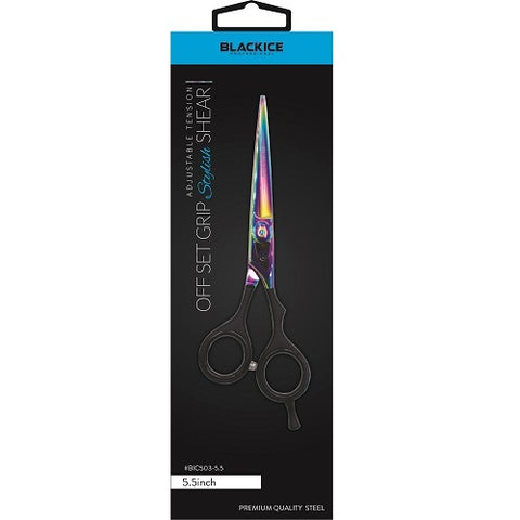 Black Ice Professional Stylish Off Set Grip Holo & Black  5.5" Shear