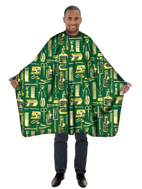 Betty Dain Vintage Styling Barber Cape - Green / Gold