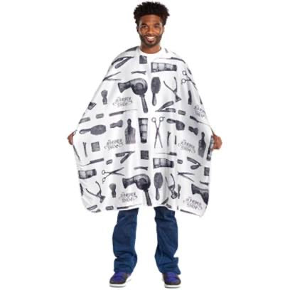 Scalpmaster Barber Print Styling Cape - White #4132