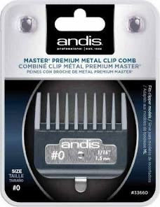 Andis Professional Master Premium Metal Clip Comb - Size #0 1/16" (1.5mm)