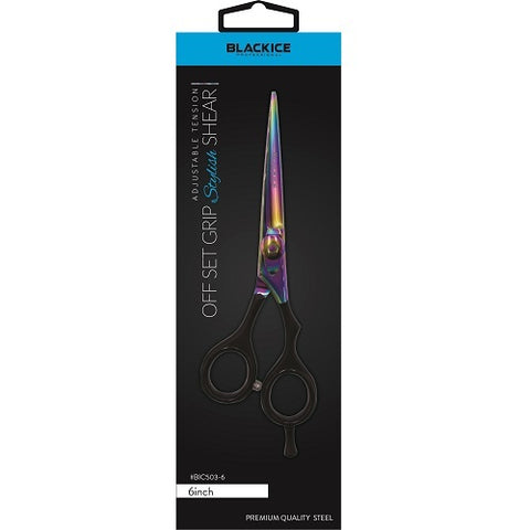 Black Ice Professional Stylish Off Set Grip Holo & Black 6" Shear