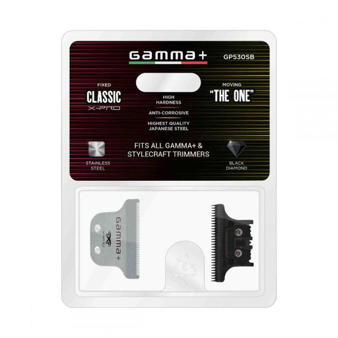 Gamma+ Classic X-Pro Stainless Steel Fixed Blade With "The One" Black Diamond Cutting Trimmer Blade Set