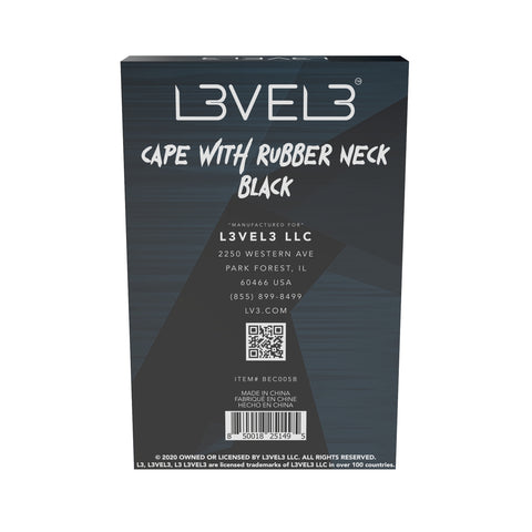 L3VEL3™ Professional Salon Cape With Rubber Neck - Black
