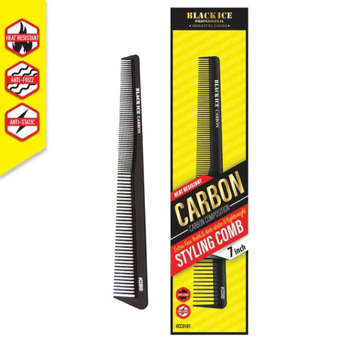 Black Ice Professional 7" Carbon Styling Comb