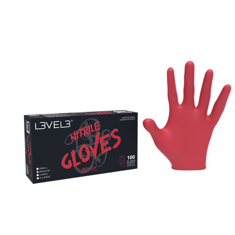 L3VEL3™ Nitrile Gloves 100 Pack - Red-ish