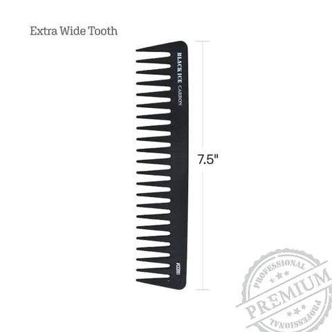 Black Ice Professional 7 1/2" Extra Wide Tooth Carbon Comb