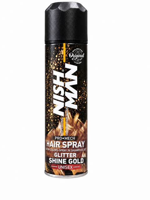 NishMan Pro Mech Temporary Hair Color Spray - Glitter Shine Gold