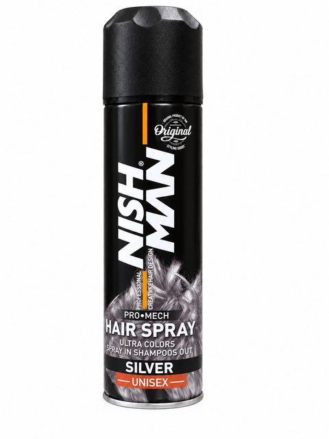 NishMan Pro Mech Temporary Hair Color Spray - Silver