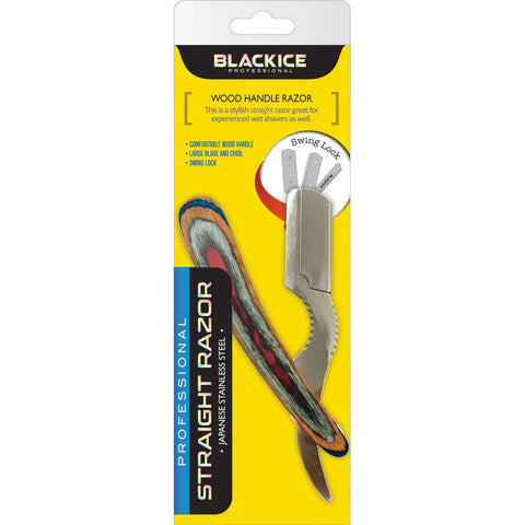 Black Ice Professional Straight Razor [MULTI COLOR WOOD HANDLE]