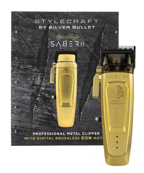 Stylecraft Saber 2 Professional Cordless Modular Hair Clipper with High-Torque Digital Brushless Motor - Gold