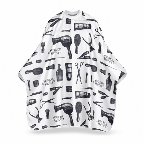 Scalpmaster Barber Print Styling Cape - White #4132