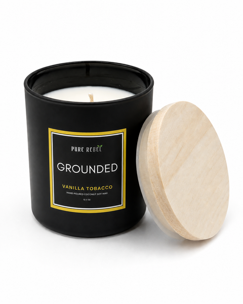 Pure Rebel “Grounded” Hand Poured Coconut Soy Candle 12.5oz - Vanilla Tobacco