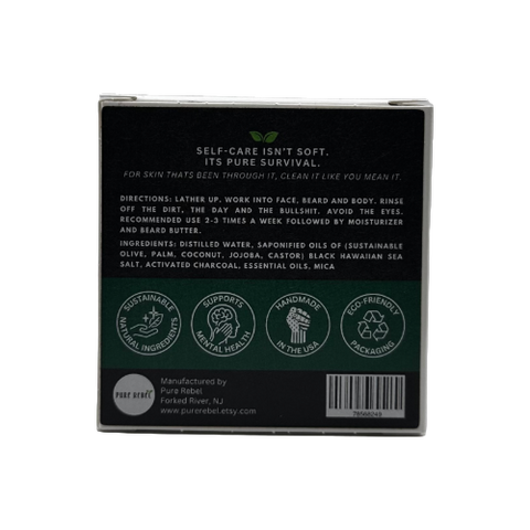 Pure Rebel - Beard & Body Tea Tree Mint Activated Charcoal Bar