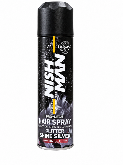 NishMan Pro Mech Temporary Hair Color Spray - Glitter Shine Silver