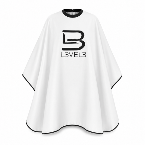 L3VEL3™ Professional Salon Cape With Rubber Neck - White