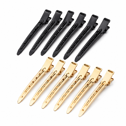 Diane Duck Bill Clips - Black & Gold 3.5" - 12 Pack #D2022