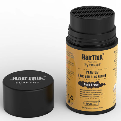 HairThik Dark Brown Hair Fibers - 15 Grams