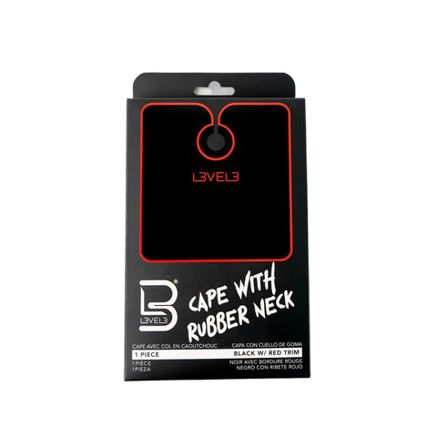 L3VEL3™ Professional Salon Cape With Rubber Neck - Black / Red Trim