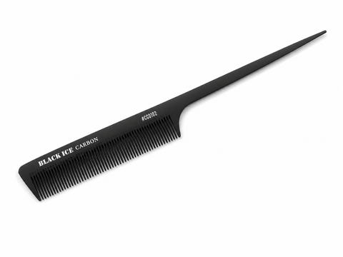 Black Ice Professional 8 1/2" Carbon Rat Tail Comb
