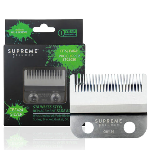 Supreme Trimmer Stainless Steel Silver Replacement Fade Blade