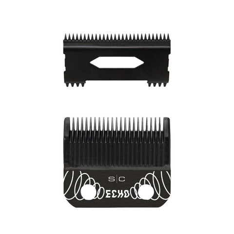 Stylecraft Replacement ECHO Faper Fixed Black Diamond Carbon DLC Hair Clipper Blade with DLC Deep Tooth Cutter Set