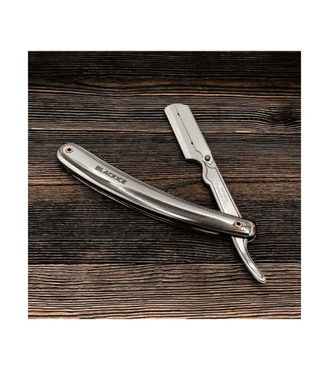 Black Ice Professional Straight Razor - Stylish Silver