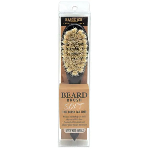 Black Ice Professional Beard Handle Brush - Soft Bristle