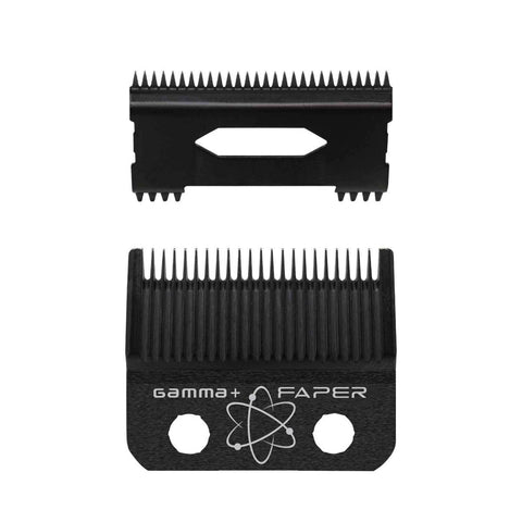 Gamma+ Fixed Black Diamond Carbon DLC Faper Blade with Moving Black Diamond Carbon Slim Tooth Cutter Clipper Blade Set