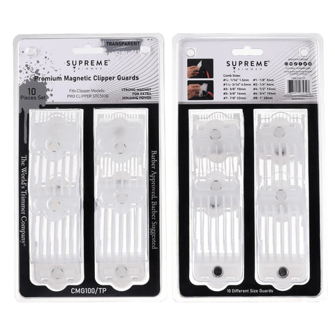 Supreme Trimmer 10pc Magnetic Clipper Guard Set - Transparent