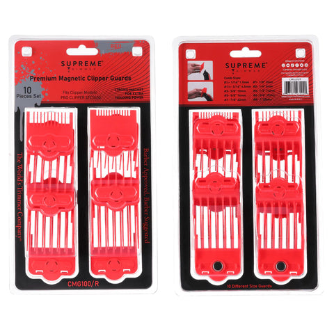 Supreme Trimmer 10pc Magnetic Clipper Guard Set - Red