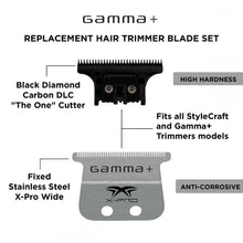 Load image into Gallery viewer, Gamma+ X-Pro Wide Stainless Steel With Black Diamond Carbon DLC “The One” Cutting Trimmer Blade Set
