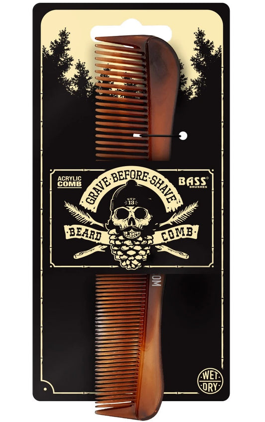 GRAVE BEFORE SHAVE™ Acrylic Tortoise Shell Fine/Wide Tooth Comb