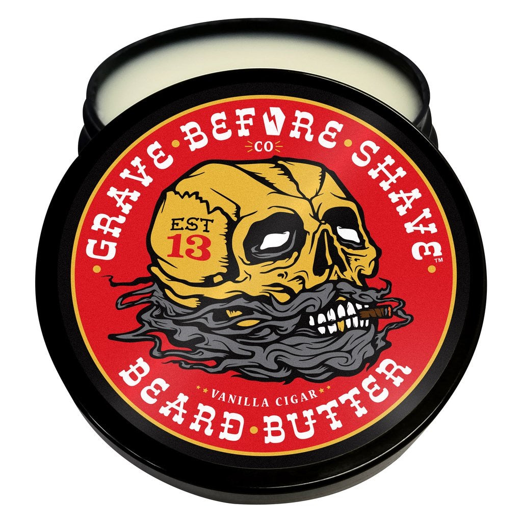 GRAVE BEFORE SHAVE™ Cigar Blend Beard Butter 4oz. Container (Cigar/Vanilla Scent)
